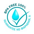 BPA FREE Logo.  Waterdrop design with BPA-free text for non-toxic plastic on white background. Logo and badge for water bottle. Royalty Free Stock Photo