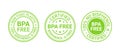 BPA free stamp. Set of eco packaging stickers. Vector illustration Royalty Free Stock Photo