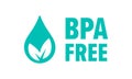 BPA free vector check mark leaf and drop icon. Safe food package stamp, healthy BPA free seal stamp