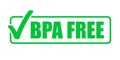 BPA free vector green check mark icon. Natural food package stamp, healthy BPA free safe seal stamp