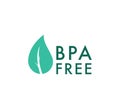 BPA free vector icon, Safe food package stamp. Healthy BPA free check mark leaf and drop seal. No toxic approved icon Royalty Free Stock Photo