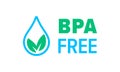 BPA free vector icon, Safe food package stamp. Healthy BPA free check mark leaf and drop