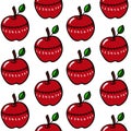 Seamless pattern with kitchen timer in the shape of a red Apple. Royalty Free Stock Photo