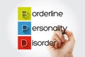 BPD - Borderline Personality Disorder acronym with marker, health concept background