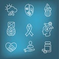 BPD - Borderline Personality Disorder icon set w brain mask and more