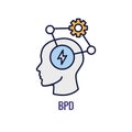 BPD - Borderline Personality Disorder icon showing mental illness design