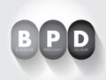 BPD Borderline Personality Disorder - mental health disorder that impacts the way you think and feel about yourself and others, Royalty Free Stock Photo