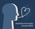 BPD concept. Simple icon of the head of a person with borderline personality disorder. Emotional swing, split Royalty Free Stock Photo