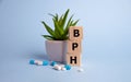 BPH Benign Prostatic Hyperplasia word made with building blocks, BPH word as medical concept.