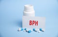 BPH Benign Prostatic Hyperplasia word made card, BPH word as medical concept