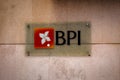 BPI (The Bank of the Philippine Islands) Logo on a stone wall