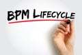 BPM Lifecycle - standardizes the process of implementing and managing business processes inside an organization, text concept