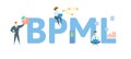 BPML, Business Process Modeling Language. Concept with keyword, people and icons. Flat vector illustration. Isolated on
