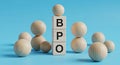 Bpo business process outsourcing strategy management service technology innovation solution efficiency optimization wooden blocks Royalty Free Stock Photo