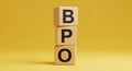 Bpo business process outsourcing wooden blocks service management strategy efficiency optimization solutions technology innovation Royalty Free Stock Photo