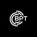 BPT letter logo design on black background. BPT creative initials letter logo concept. BPT letter design Royalty Free Stock Photo