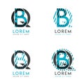 The BQ Logo Set of abstract modern graphic design.Blue and gray with slashes and dots.This logo is perfect for companies, business