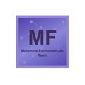 Vector symbol of Melamine Formaldehyde Resin MF polymer on the background from connected macromolecules