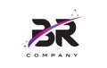 BR B R Black Letter Logo Design with Purple Magenta Swoosh