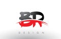 BR B R Brush Logo Letters with Red and Black Swoosh Brush Front