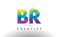 BR B R Colorful Letter Origami Triangles Design Vector.