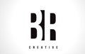 BR B R White Letter Logo Design with Black Square.