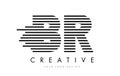 BR B R Zebra Letter Logo Design with Black and White Stripes