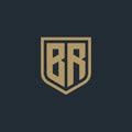 BR letter initial shield logo frame design Inspiration Royalty Free Stock Photo