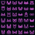 Bra icons set vector neon Royalty Free Stock Photo