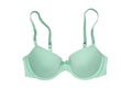 Bra isolated. Closeup of beautiful female stylish turquoise green bra with straps isolated on a white background. Fashionable Royalty Free Stock Photo