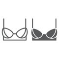 Bra line and glyph icon, female and underwear, lingerie sign, vector graphics, a linear pattern on a white background. Royalty Free Stock Photo