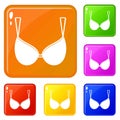 Bra lingerie icons set vector color Royalty Free Stock Photo