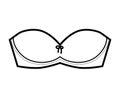 Bra strapless lingerie technical fashion illustration with molded cups, hook-and-eye closure. Flat brassiere template