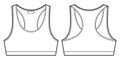 Bra technical sketch illustration. Women`s yoga underwear design template. Casual underclothing Royalty Free Stock Photo