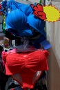 Bra, Underwear red and blue fashion girl, Lingerie shop at street night market