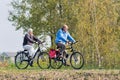 Cycling elderly couple enjoys the spring weather, Brabant, Netherlands