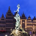Brabo Fountain on Grote Markt in Antwerp