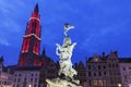 Brabo Fountain on Grote Markt in Antwerp Royalty Free Stock Photo