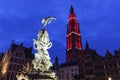Brabo Fountain on Grote Markt in Antwerp Royalty Free Stock Photo