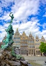 Brabo Fountain in Antwerp, Belgium Royalty Free Stock Photo