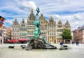 Brabo fountain on market square, Antwerp, Belgium Royalty Free Stock Photo