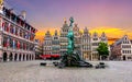 Brabo fountain on Market square, center of Antwerp, Belgium Royalty Free Stock Photo