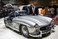 Brabus Mercedes Benz 300 SL Gullwing customized classic sports car at the 89th Geneva International Motor Show. Geneva, Royalty Free Stock Photo