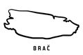 Brac island simple outline vector map