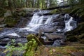 Autumn landscape. Long Exposure photography. Beautiful waterfall in the forest with roc Royalty Free Stock Photo