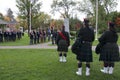 Remembrance day parade, Bracebridge, Ontario, Canada. Military and Veterans marching in the parade