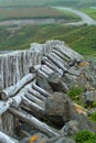 Braced sea wall at St. Vincent in Newfoundland Royalty Free Stock Photo