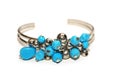 Bracelet with blue stones isolated on white Royalty Free Stock Photo