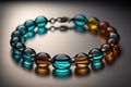 Bracelet with colorful stones on a black background close-up. ai generative Royalty Free Stock Photo