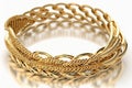 bracelet of delicate gold chains on white background